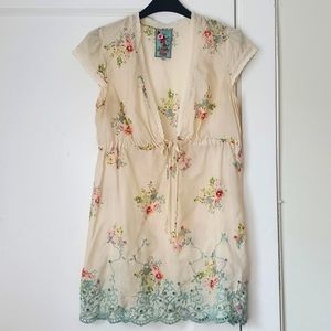 Johnny Was cream floral shirt